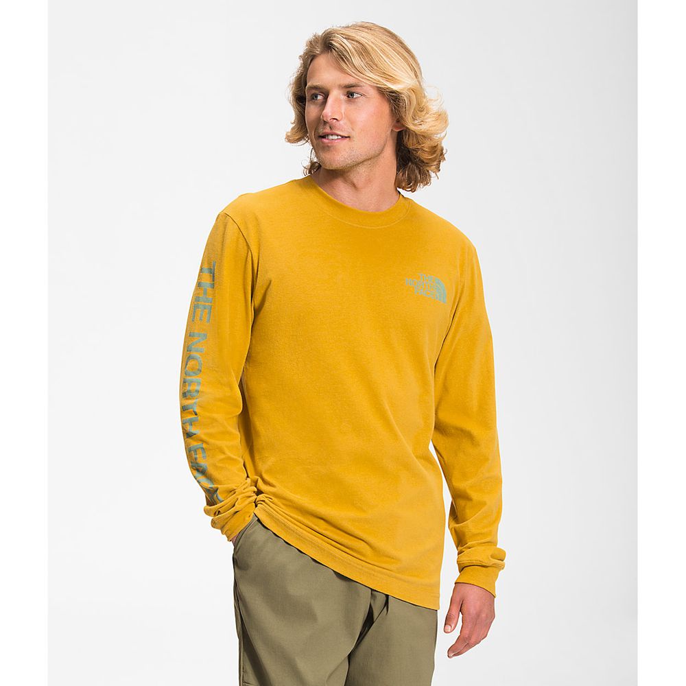 The North Face Long Sleeve Mens Australia - The North Face Long Sleeve Tnf™ Sleeve Hit Yellow (GUR-8